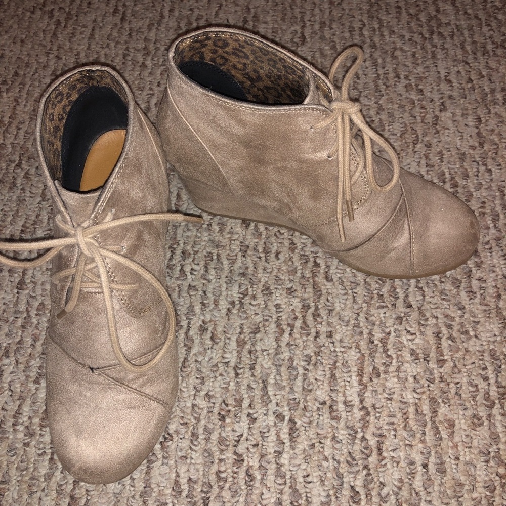 Tan Wedge Booties